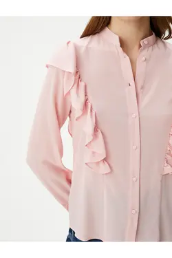 پیراهن یقه با آستین بلند دکمه دار - یاری شاپ