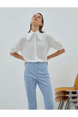 پیراهن یقه توری آستین نیم بادکنکی - یاری شاپ