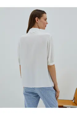 پیراهن یقه توری آستین نیم بادکنکی - یاری شاپ