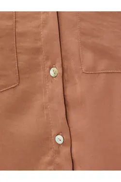 پیراهن یقه شیک با جیب و آستین تاشو - یاری شاپ