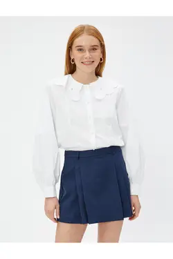 پیراهن یقه کودک با ریز دوزی پنبه ای - یاری شاپ