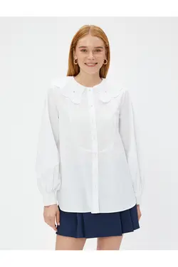 پیراهن یقه کودک با ریز دوزی پنبه ای - یاری شاپ