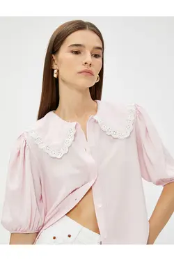 پیراهن یقه نوزاد با آستین بادکنکی با جزئیات گوش ماهی - یاری شاپ