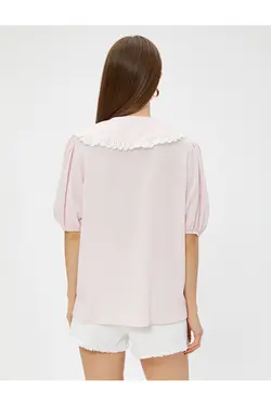 پیراهن یقه نوزاد با آستین بادکنکی با جزئیات گوش ماهی - یاری شاپ