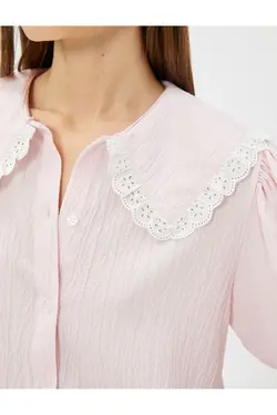 پیراهن یقه نوزاد با آستین بادکنکی با جزئیات گوش ماهی - یاری شاپ