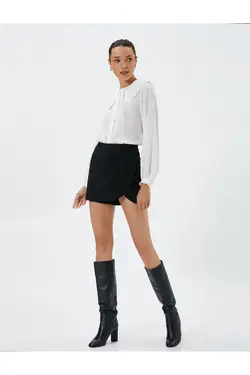 پیراهن یقه کودک، آستین های بادکنکی، دکمه ها و جزئیات کراوات - یاری شاپ