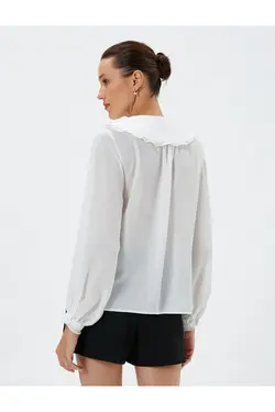 پیراهن یقه کودک، آستین های بادکنکی، دکمه ها و جزئیات کراوات - یاری شاپ