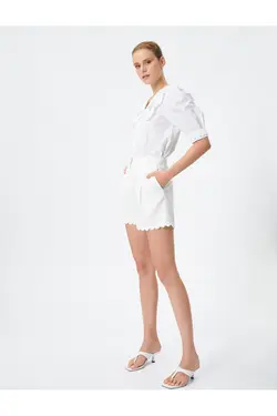 پیراهن یقه نوزاد با آستین بادکنکی و دکمه های گلدوزی شده - یاری شاپ