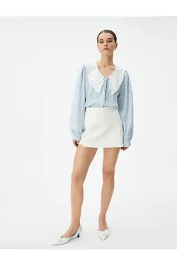 پیراهن یقه نوزاد با آستین های بادکنکی و کراوات - یاری شاپ