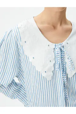 پیراهن یقه نوزاد با آستین های بادکنکی و کراوات - یاری شاپ