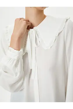 پیراهن یقه نوزاد با جزییات کراوات، شلوار، آستین بادکنکی، دکمه - یاری شاپ