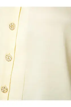 پیراهن یقه وی با دکمه های براق آستین بلند - یاری شاپ