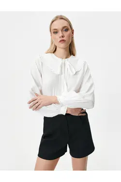 پیراهن یقه نوزاد با دکمه های جزییات کراوات - یاری شاپ