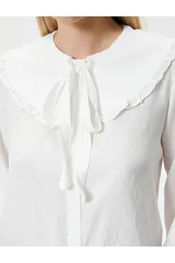 پیراهن یقه نوزاد با دکمه های جزییات کراوات - یاری شاپ