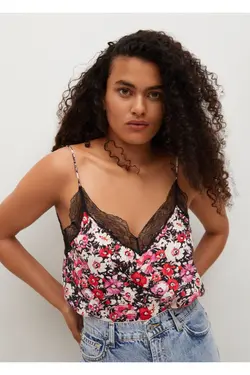 تاپ توری طرح دار مشکی زنانه - یاری شاپ