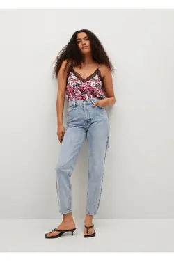 تاپ توری طرح دار مشکی زنانه - یاری شاپ