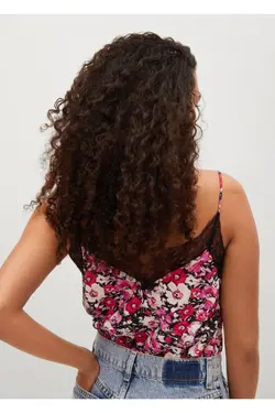 تاپ توری طرح دار مشکی زنانه - یاری شاپ