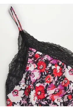 تاپ توری طرح دار مشکی زنانه - یاری شاپ