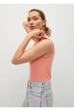 تاپ زنانه تسمه ای قرمز مرجانی - یاری شاپ