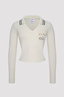 تاپ سفید یقه پولو – مجموعه هری پاتر - یاری شاپ