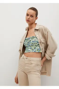 تاپ طرح دار سفید زنانه - یاری شاپ