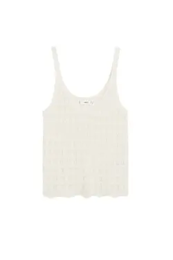 تاپ مایل به سفید زنانه با جزئیات سوراخ 77020520 - یاری شاپ