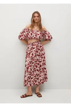 تاپ نخی طرح دار سفید زنانه - یاری شاپ