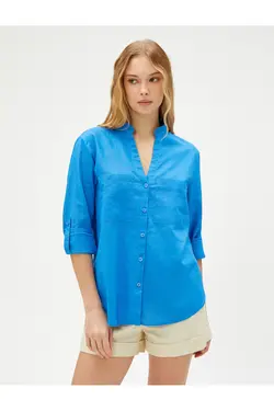 ترکیب کتانی پیراهن یقه باشکوه - یاری شاپ