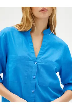 ترکیب کتانی پیراهن یقه باشکوه - یاری شاپ