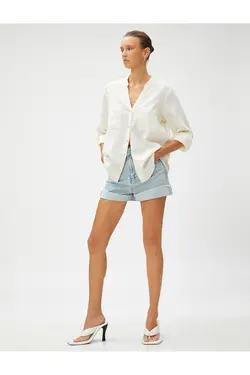 ترکیب کتانی پیراهن یقه باشکوه - یاری شاپ