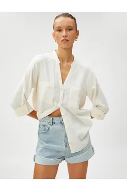 ترکیب کتانی پیراهن یقه باشکوه - یاری شاپ