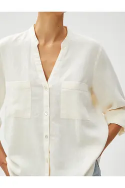 ترکیب کتانی پیراهن یقه باشکوه - یاری شاپ