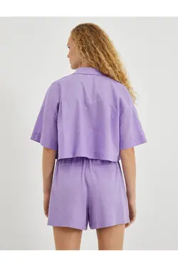 ترکیبی از کتانی پیراهن کراپ سایز بزرگ - یاری شاپ