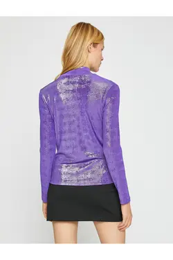 تی شرت آستین بلند یقه بلند ژاکارد - یاری شاپ