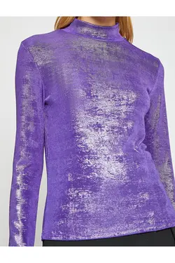 تی شرت آستین بلند یقه بلند ژاکارد - یاری شاپ