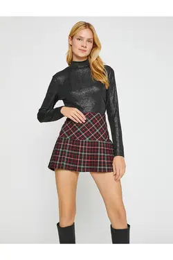 تی شرت آستین بلند یقه بلند ژاکارد - یاری شاپ