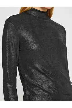 تی شرت آستین بلند یقه بلند ژاکارد - یاری شاپ