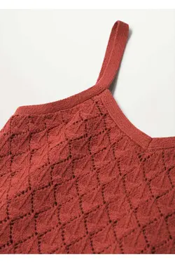 تی شرت بافتنی قرمز کوتاه زنانه - یاری شاپ