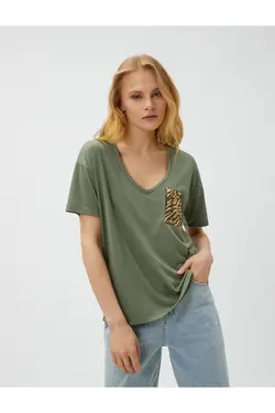 تی شرت پولک دار آستین کوتاه یقه V - یاری شاپ