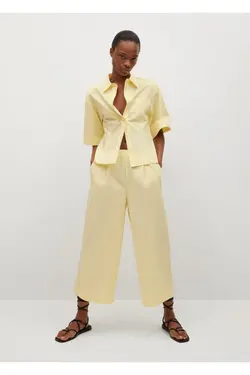 تی شرت نخی آستین زرد زنانه - یاری شاپ