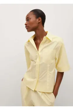 تی شرت نخی آستین زرد زنانه - یاری شاپ