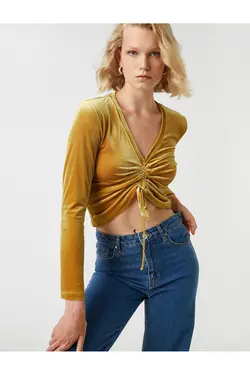 تیشرت زنانه خردلی 3WAK50009EK - یاری شاپ