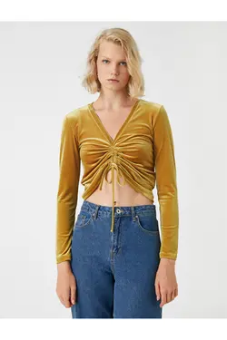 تیشرت زنانه خردلی 3WAK50009EK - یاری شاپ