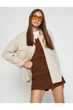 جیب آستین بلند پیراهن سایز بزرگ با جزئیات - یاری شاپ