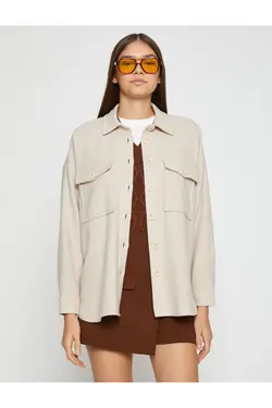 جیب آستین بلند پیراهن سایز بزرگ با جزئیات - یاری شاپ