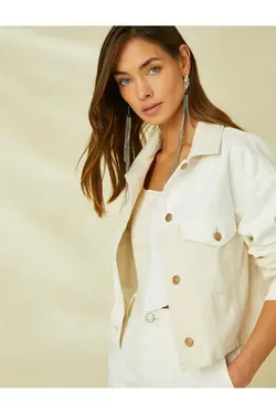 جیب بلوک رنگی ژاکت جین با جزئیات دکمه دار - یاری شاپ