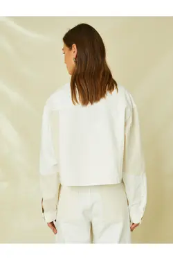 جیب بلوک رنگی ژاکت جین با جزئیات دکمه دار - یاری شاپ