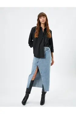 جیب پیراهن آستین بلند با جزئیات نخی - یاری شاپ