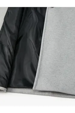 جیب خز مصنوعی قابل جابجایی دکمه دار کت دوخته شده - یاری شاپ