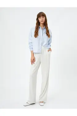 جیب دکمه ای آستین بلند پایه پیراهن با جزئیات - یاری شاپ